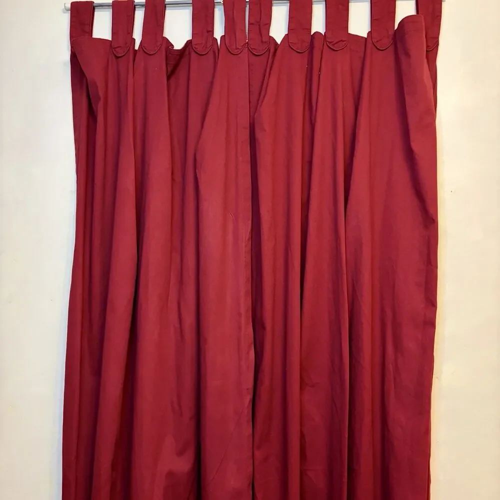 Tab Top 100% Cotton Curtain Panels 40”x84” Set Of 2 Springs Global Red/Maroon